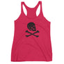 Hot Pink racerback tank top with Henry Every pirate flag which depicts a black skull in profile wearing a kerchief and an earring, above a saltire of two black crossed bone