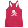 Hot Pink racerback tank top with Henry Every pirate flag which depicts a white skull in profile wearing a kerchief and an earring, above a saltire of two white crossed bone