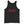 Black unisex tank top with wording "Salty" written on one horizontal row in IM Fell font on the front. Lettering is in Red.