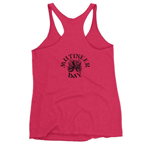 Hot Pink racerback tank top with "Pirate Queen" written on one horizontal row in white IM Fell font.