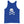 Royal Blue unisex tank top with Henry Every pirate flag which depicts a white skull in profile wearing a kerchief and an earring, above a saltire of two white crossed bones