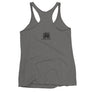 Dark Grey racerback tank top depicting black pirate flag of Emanuel Wynn, famous French pirate, which is a variant of crossbones motif with an addition of an hourglass which represented that pirate prey's time is up. Edit