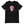 Black short sleeve t-shirt with "Pirates Honor Loyalty" written horizontally transposed over skull outline. Lettering is in red and skull is in white.