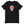 Black short sleeve t-shirt with "Pirates Honor Loyalty" written horizontally transposed over skull outline. Lettering is in red and skull is in white.