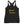 Black racerback tank top with wording "Buried Treasure" written on two horizontal rows in IM Fell font on the front. Lettering is in Canary Yellow.